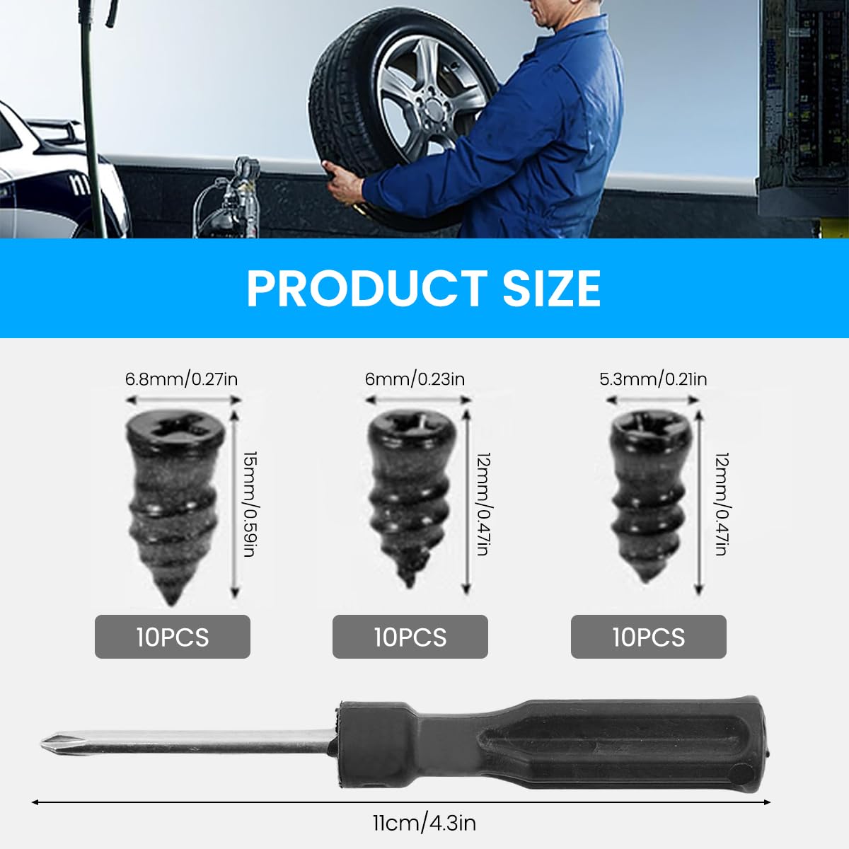 Tubeless Tyre Repair Rubber Nails Kit