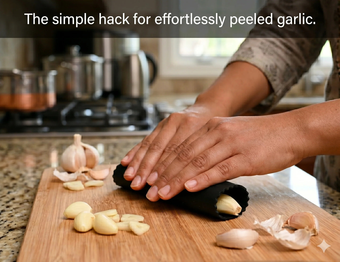 GarlicPeeler™ – Soft Silicone Peeler | Anti-Odor Roll Tube | Effortless Clove Peeling
