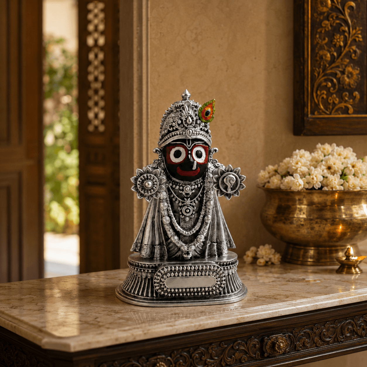 Svastika Rajadhiraj Lord Jagannath Idol (999 Silver Plated)