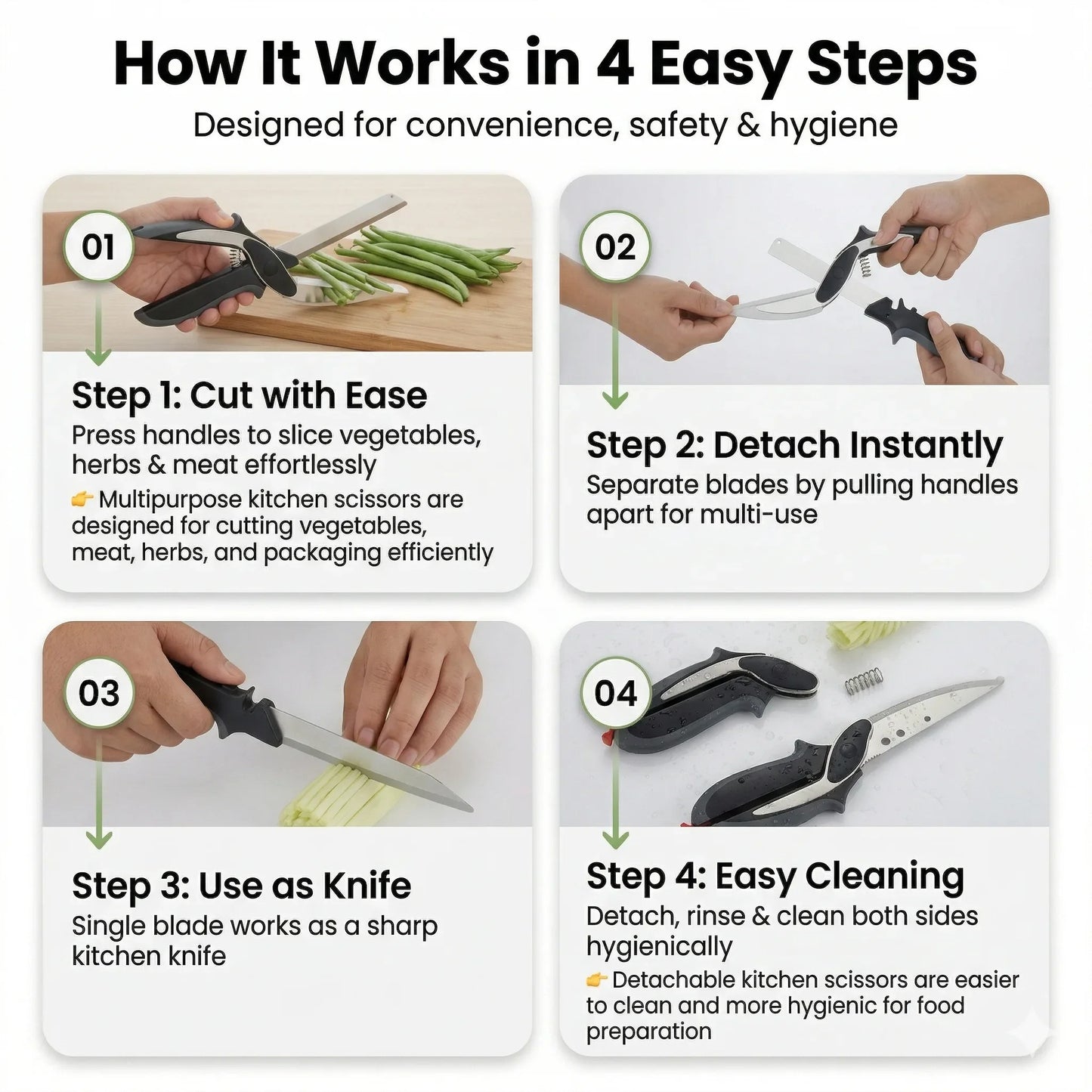 Clever Cutter - 2-in-1 Smart Scissors | Zero-Counter-Mess | Instant-Food Slicer