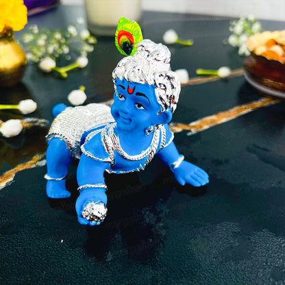 Crawling Laddu Gopal Murti - Silver Plated