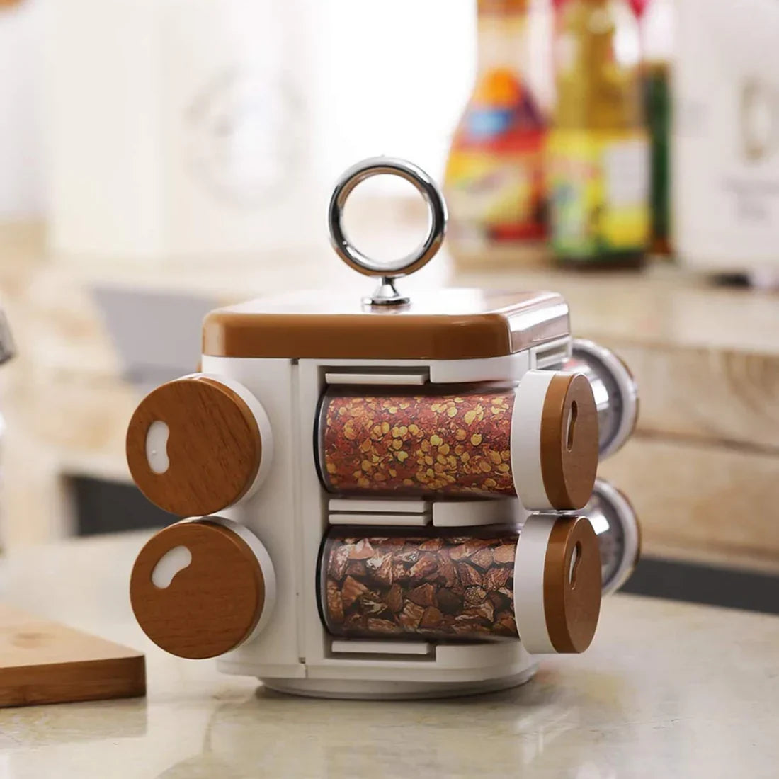 Plastic Spice Rack – 8-Jar Revolving Organizer