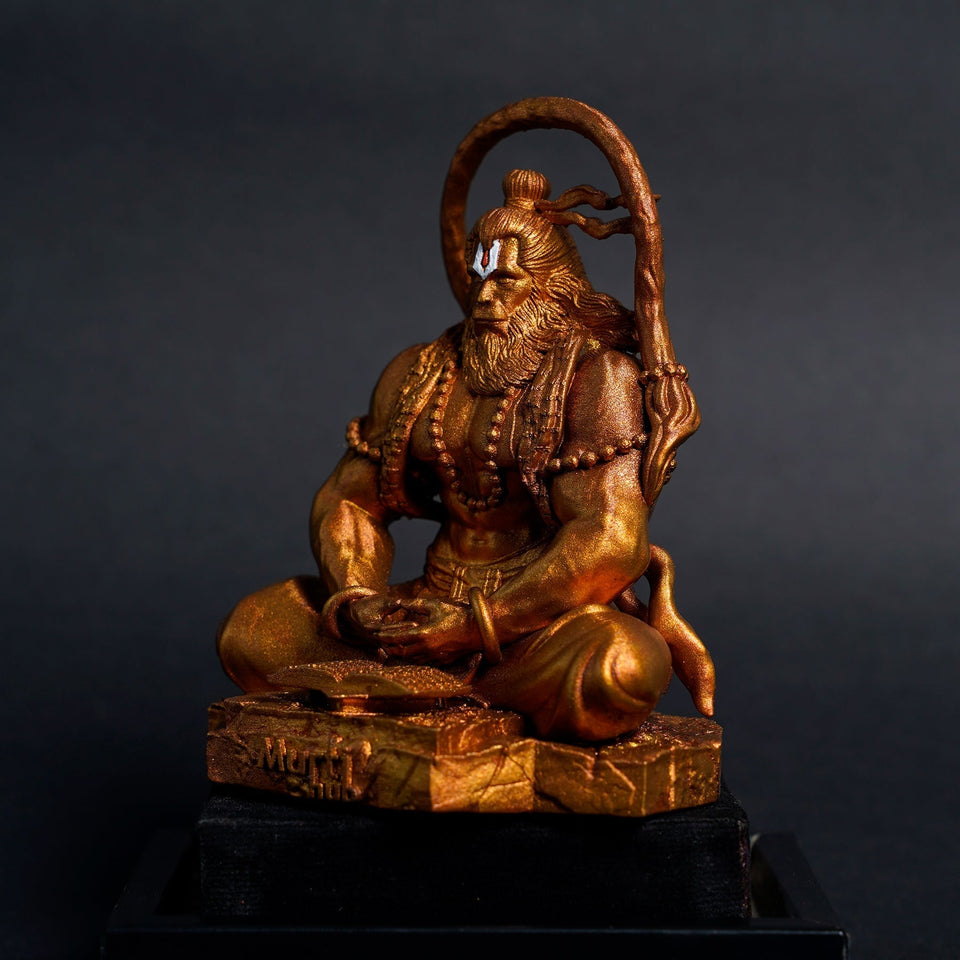 Pavan Sut Hanuman Ji — The Road Guardian | Copper Gold Finish | Car Dashboard Idol
