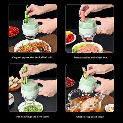 Electric Vegetable Cutter – 4-In-1 Handheld Slicer