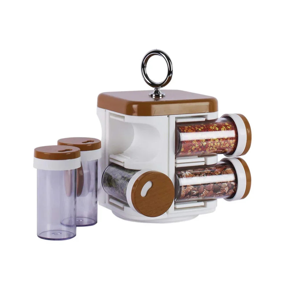 Plastic Spice Rack – 8-Jar Revolving Organizer
