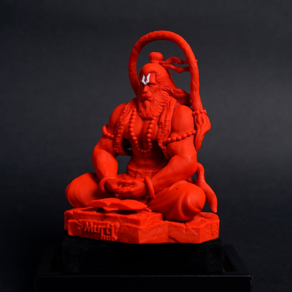 Pavan Sut Hanuman Ji — The Road Guardian | Matte Finish | Seated Blessing Idol for Car Dashboard