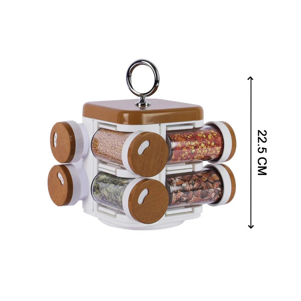 Plastic Spice Rack – 8-Jar Revolving Organizer