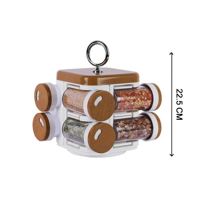Plastic Spice Rack – 8-Jar Revolving Organizer