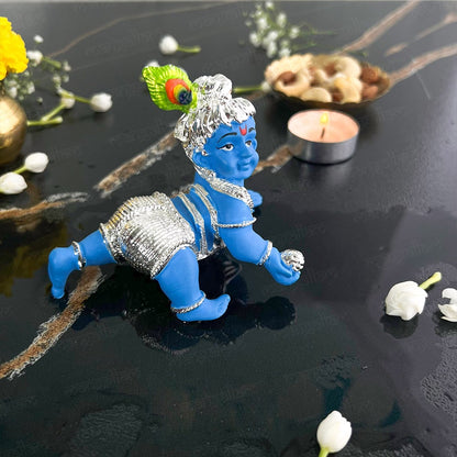 Crawling Laddu Gopal Murti - Silver Plated
