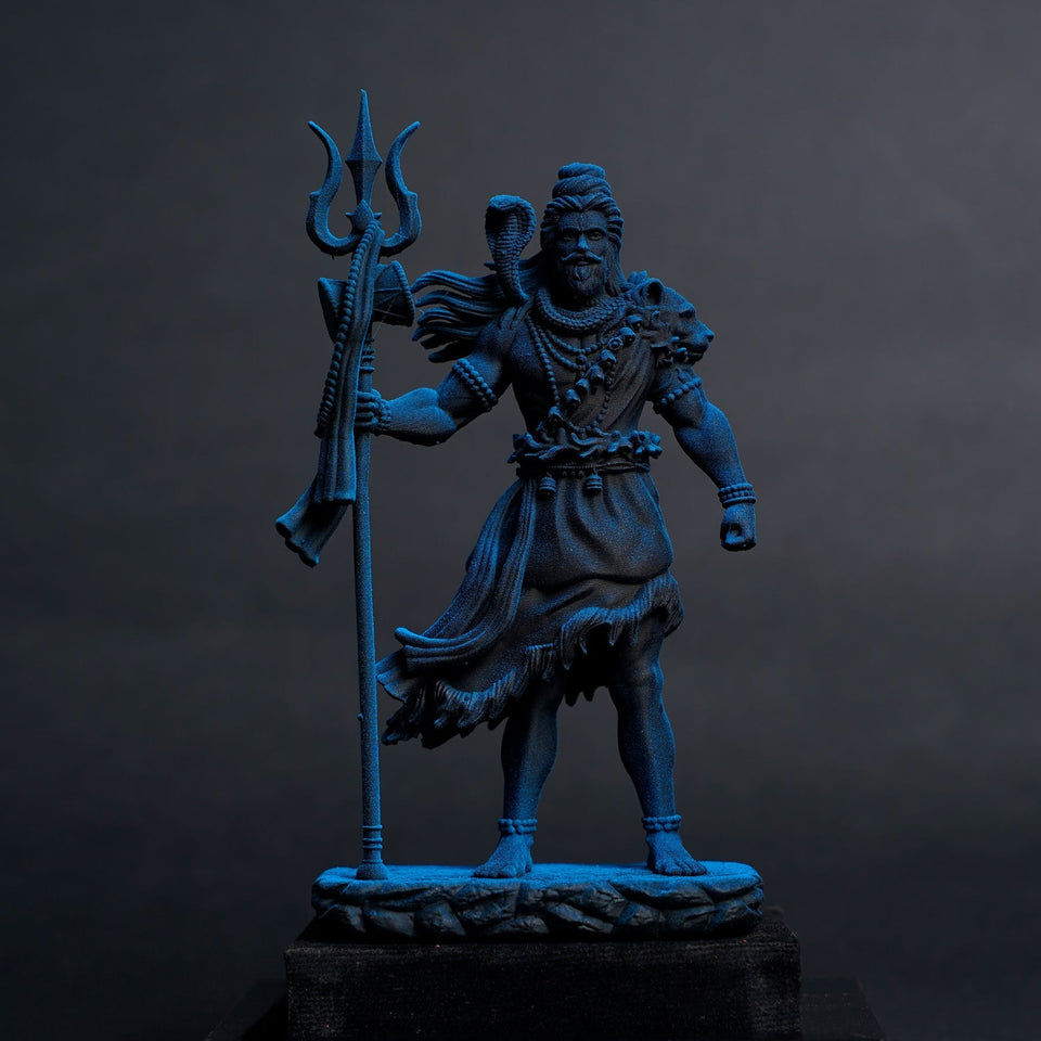 Shiva — The Protector | Standing Mahadev Idol for Car Dashboard | Blue