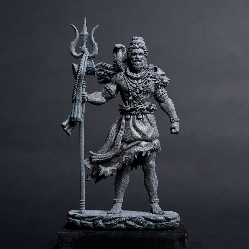 Shiva — The Protector | Standing Mahadev Idol for Car Dashboard | Antique Gold