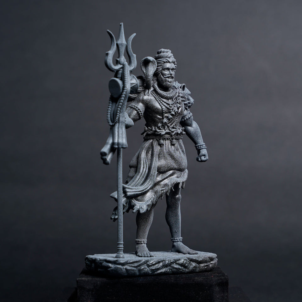 Shiva — The Protector | Standing Mahadev Idol for Car Dashboard | Khakhi