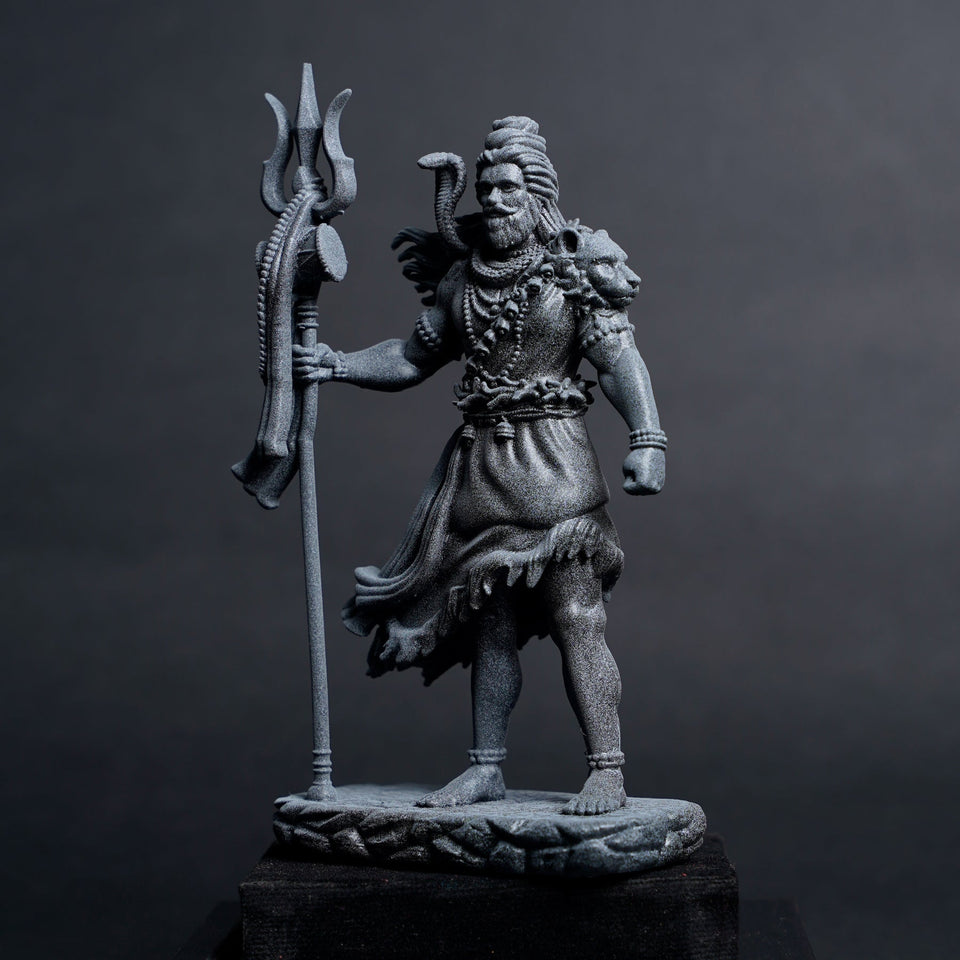 Shiva — The Protector | Standing Mahadev Idol for Car Dashboard | Khakhi