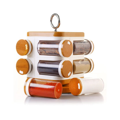 Plastic Spice Rack – 8-Jar Revolving Organizer