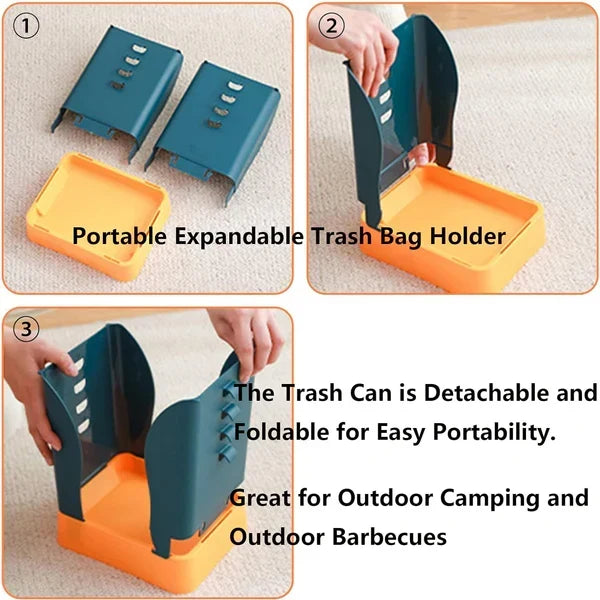 Smart Expandable Space-Saving Waste Bin with Bag Holder