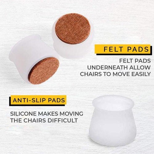 Silicone Furniture Leg Caps with Felt Pads