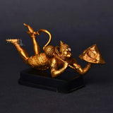 Sanjivani Hanuman in Action — Antique Gold | Flying Bajrangbali Idol for Car Dashboard