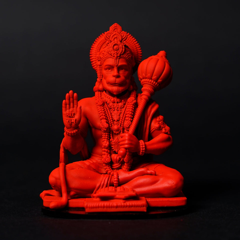 Lord Hanuman Ji — Seated Blessing Idol | Gold Finish | Car Dashboard