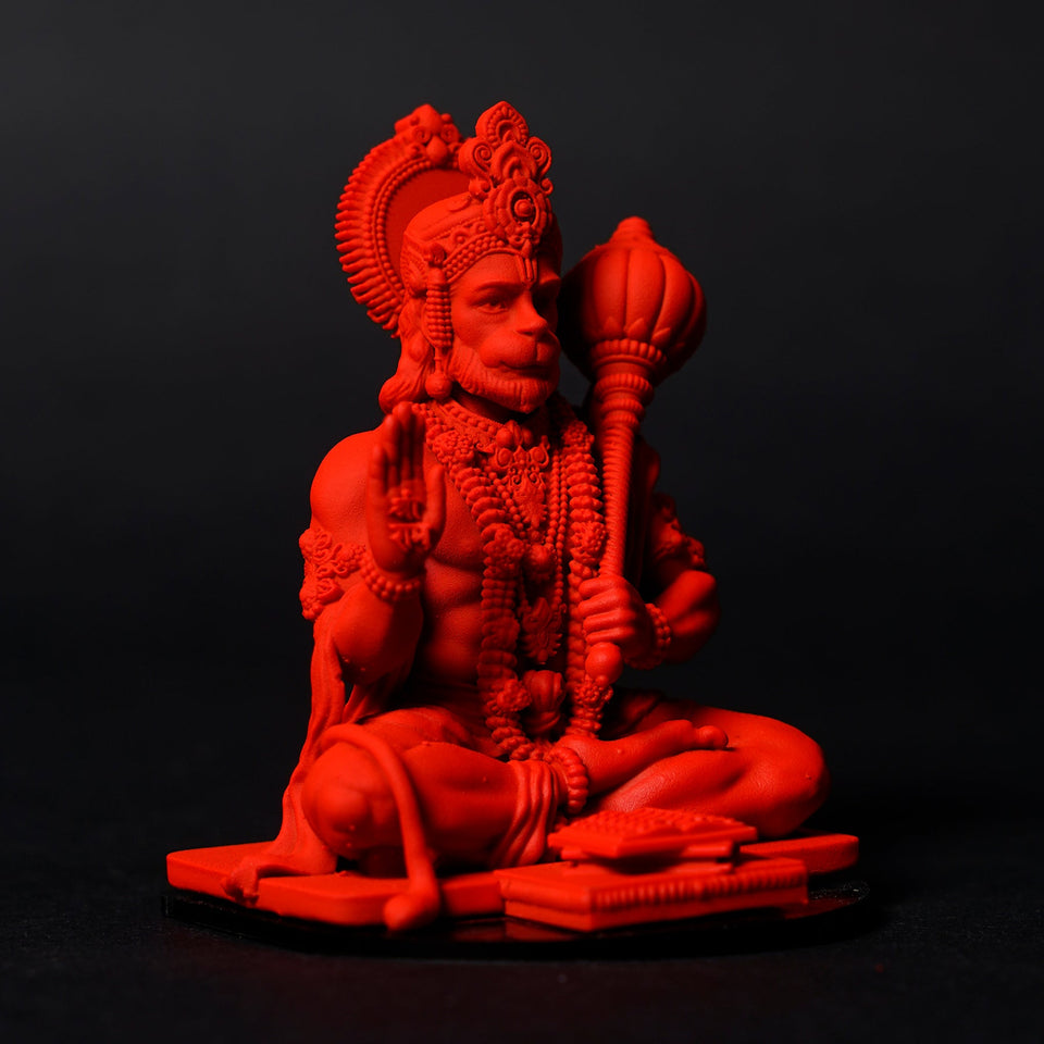 Lord Hanuman Ji — Seated Blessing Idol | Copper Gold Finish | Car Dashboard