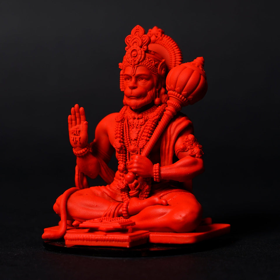 Lord Hanuman Ji — Seated Blessing Idol | Copper Gold Finish | Car Dashboard