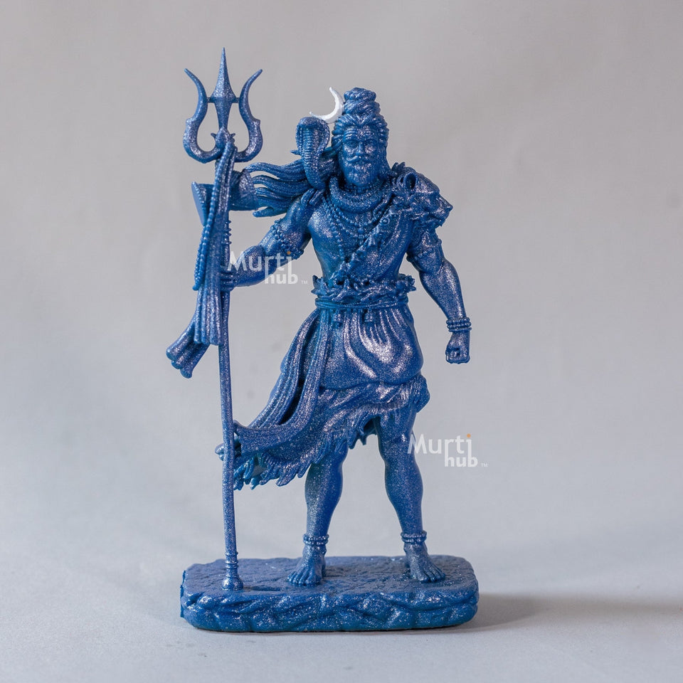 Shiva — The Protector | Standing Mahadev Idol for Car Dashboard | Blue