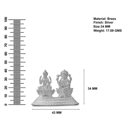 Brass Lakshmi Ganesh Idol in Silver Finish – Auspicious Home Décor & Gifting