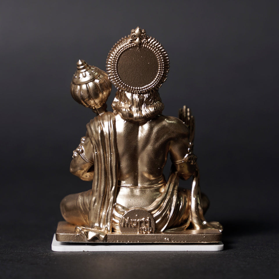 Lord Hanuman Ji — Seated Blessing Idol | Copper Gold Finish | Car Dashboard