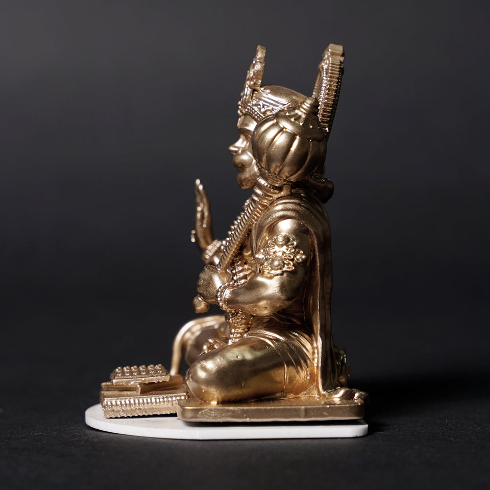 Lord Hanuman Ji — Seated Blessing Idol | Copper Gold Finish | Car Dashboard