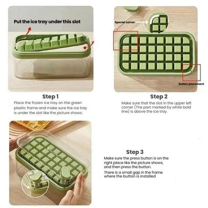 ChillMate™ – 2-Layer Ice Cube Tray with Scoop | Easy Demolding | 64 Cubes in One Go