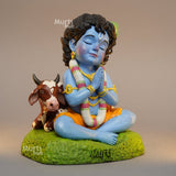 Baal Krishna Idol with Cow Hand Painted