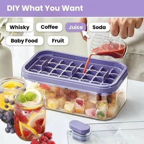 ChillMate™ – 2-Layer Ice Cube Tray with Scoop | Easy Demolding | 64 Cubes in One Go