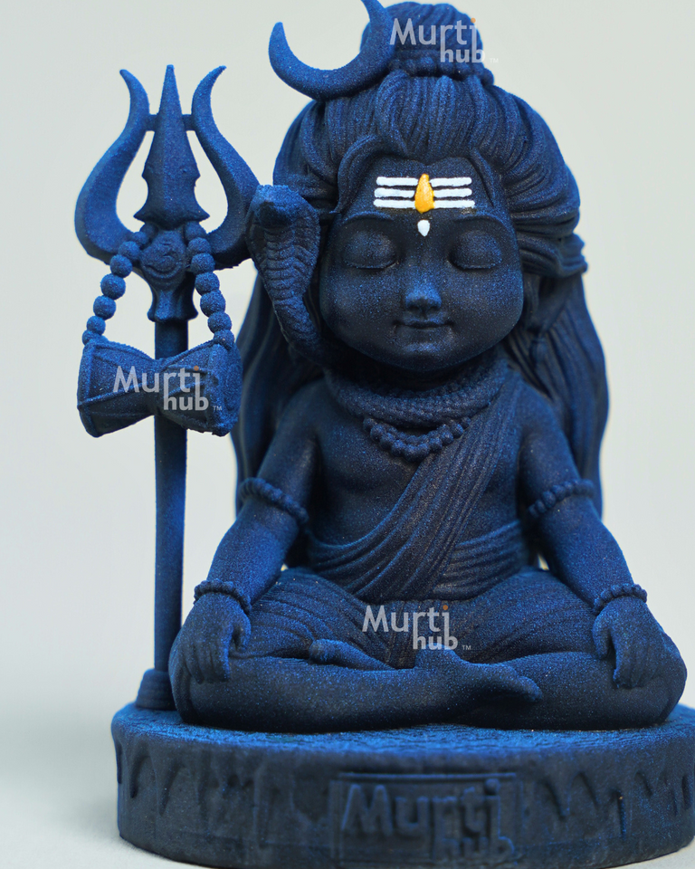 Baal Shiva Idol — The Serene Meditator | Antique Gold Finish | Car Dashboard & Home