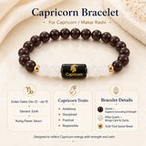 Capricorn (मकर राशि) Zodiac Garnet & Milky Quartz Bracelet