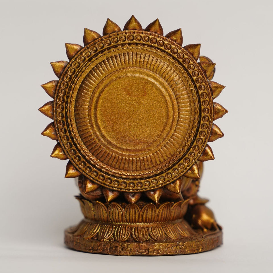 Lord Ganesha – Seated Blessing Idol | Antique Gold | Car Dashboard | Murtihub