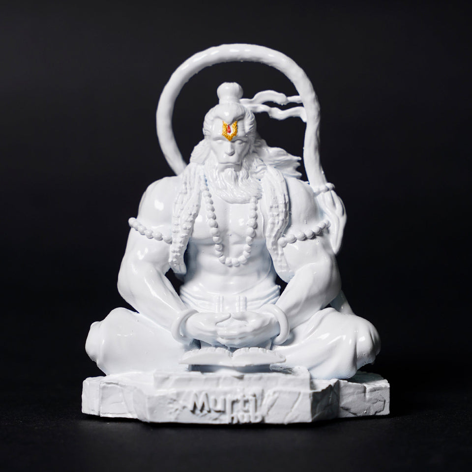 Pavan Sut Hanuman Ji — The Road Guardian | Matte Finish | Seated Blessing Idol for Car Dashboard