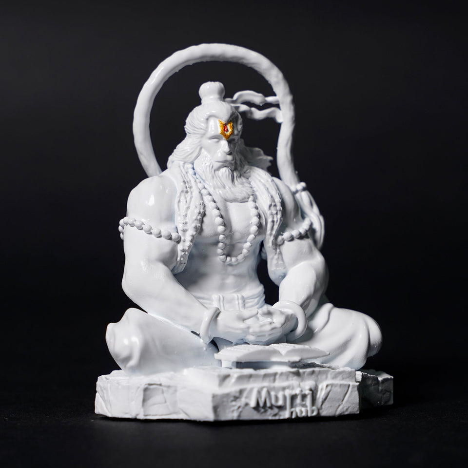 Pavan Sut Hanuman Ji — The Road Guardian | Matte Finish | Seated Blessing Idol for Car Dashboard
