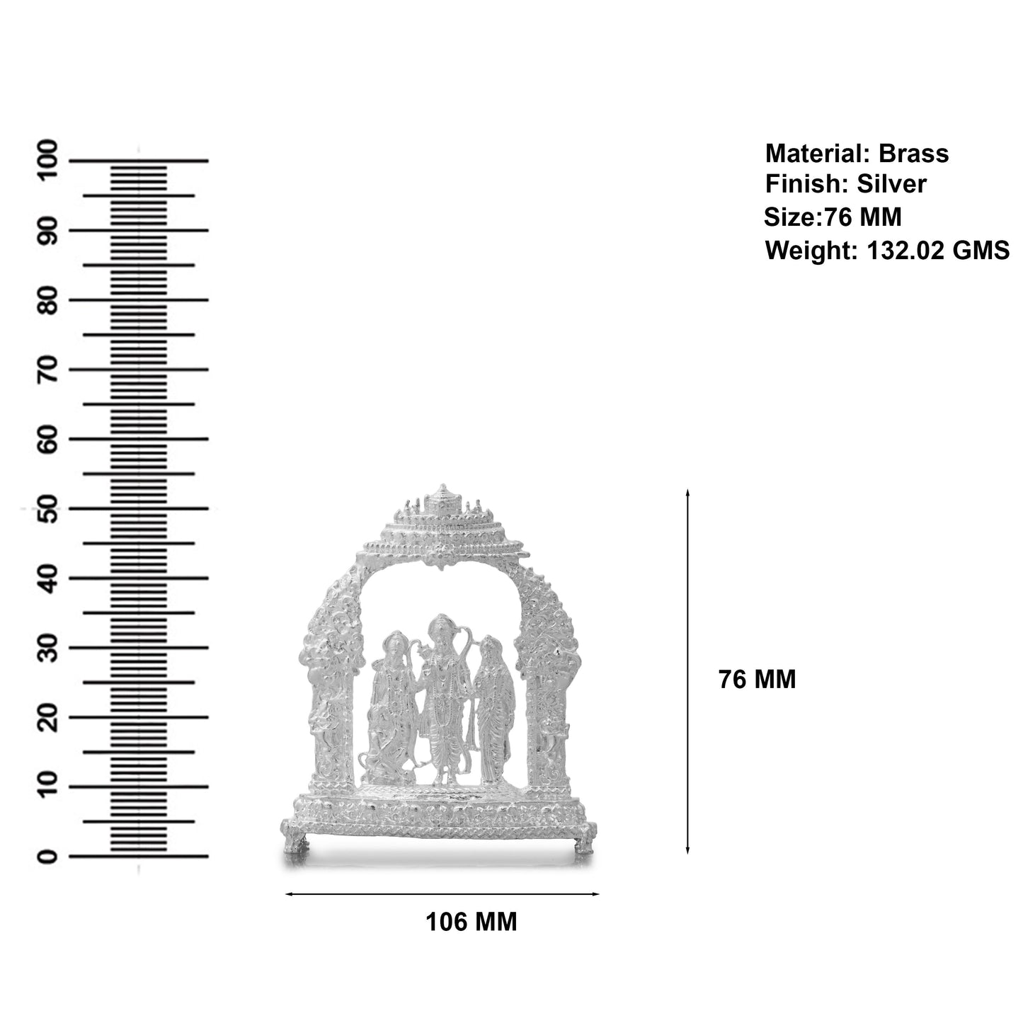 Ram Darbar Idol with Ornate Arch – Handcrafted Shri Ram, Sita, Lakshman & Hanuman Murti