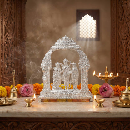 Ram Darbar Idol with Ornate Arch – Handcrafted Shri Ram, Sita, Lakshman & Hanuman Murti