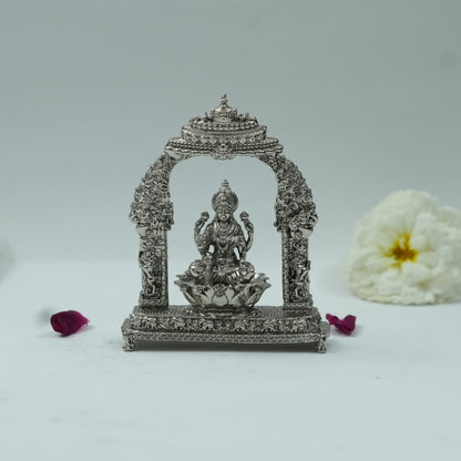 Divine Goddess Lakshmi Idol with Ornate Arch – Handcrafted Pooja Murti for Home & Temple