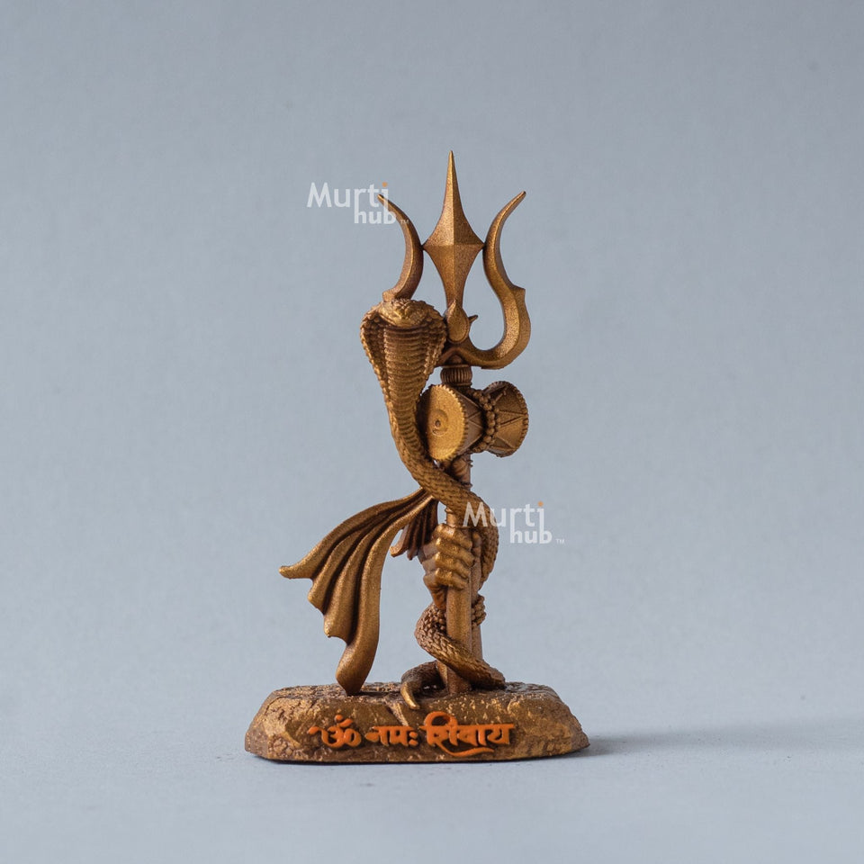 Shiva's Trishul Damru — Om Namah Shivay | Hand-Painted Resin Idol for Car Dashboard