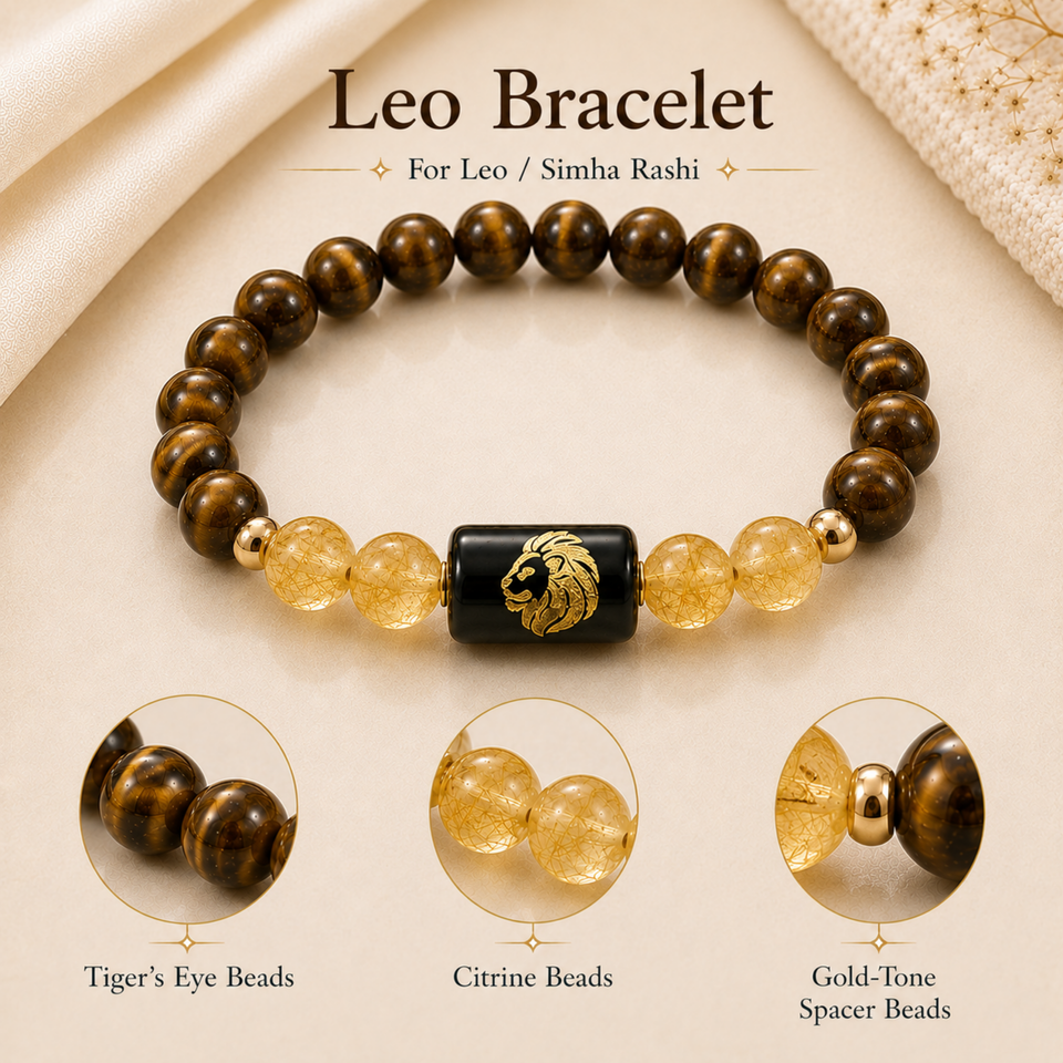Leo (सिंह राशि) Zodiac Tiger Eye & Citrine Bracelet