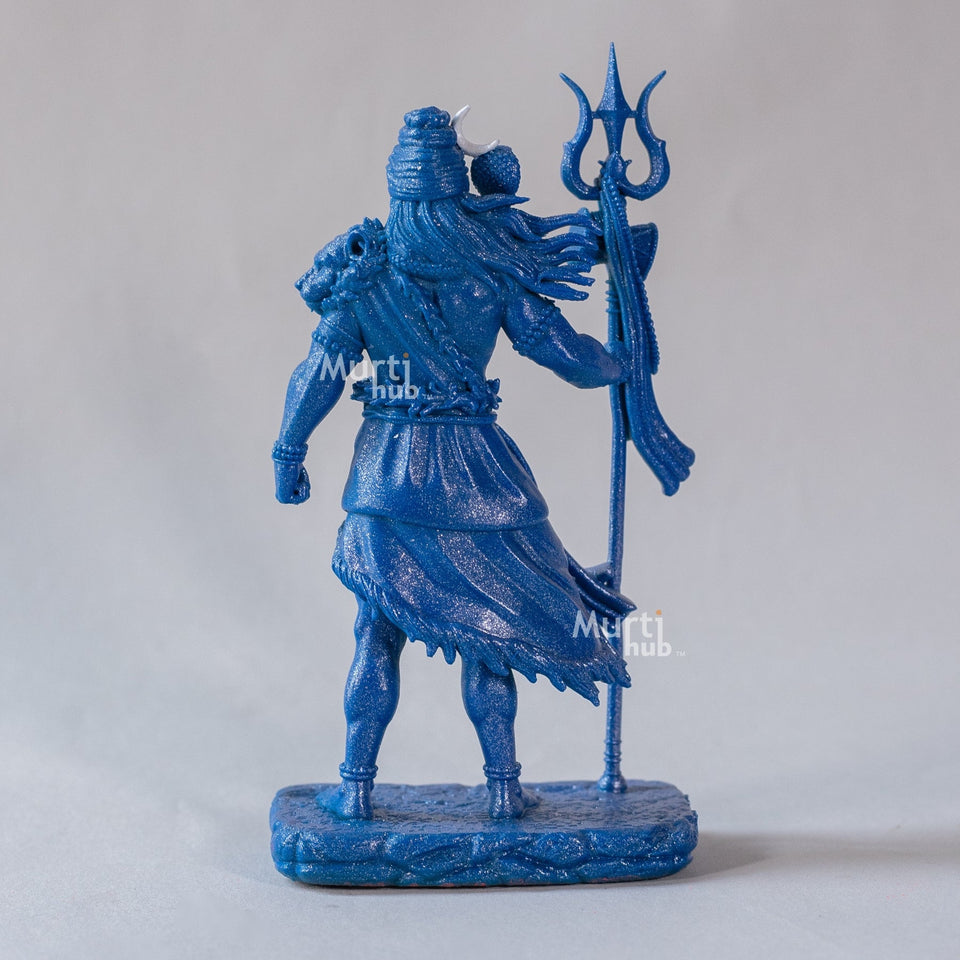Shiva — The Protector | Standing Mahadev Idol for Car Dashboard | Antique Gold