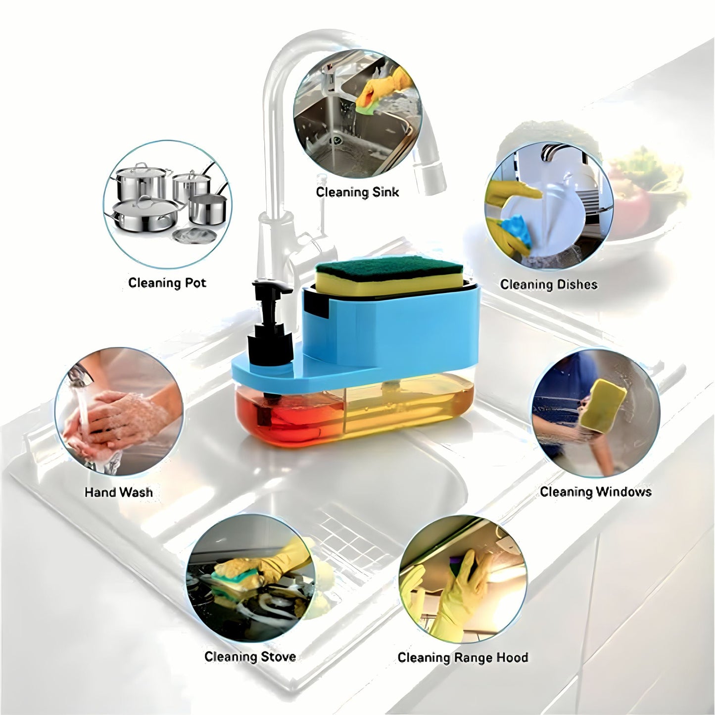 3-in-1 Kitchen Sink Organizer & Soap Dispenser
