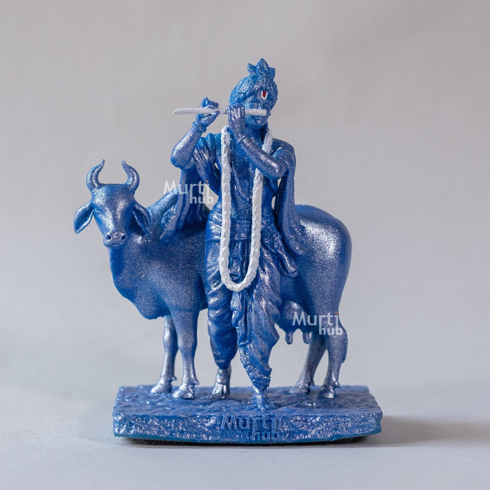 Krishna with Cow Rama Blue