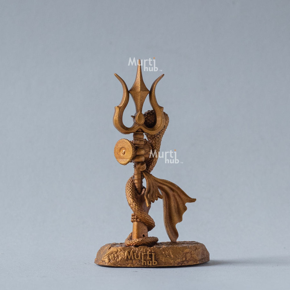 Shiva's Trishul Damru — Om Namah Shivay | Hand-Painted Resin Idol for Car Dashboard