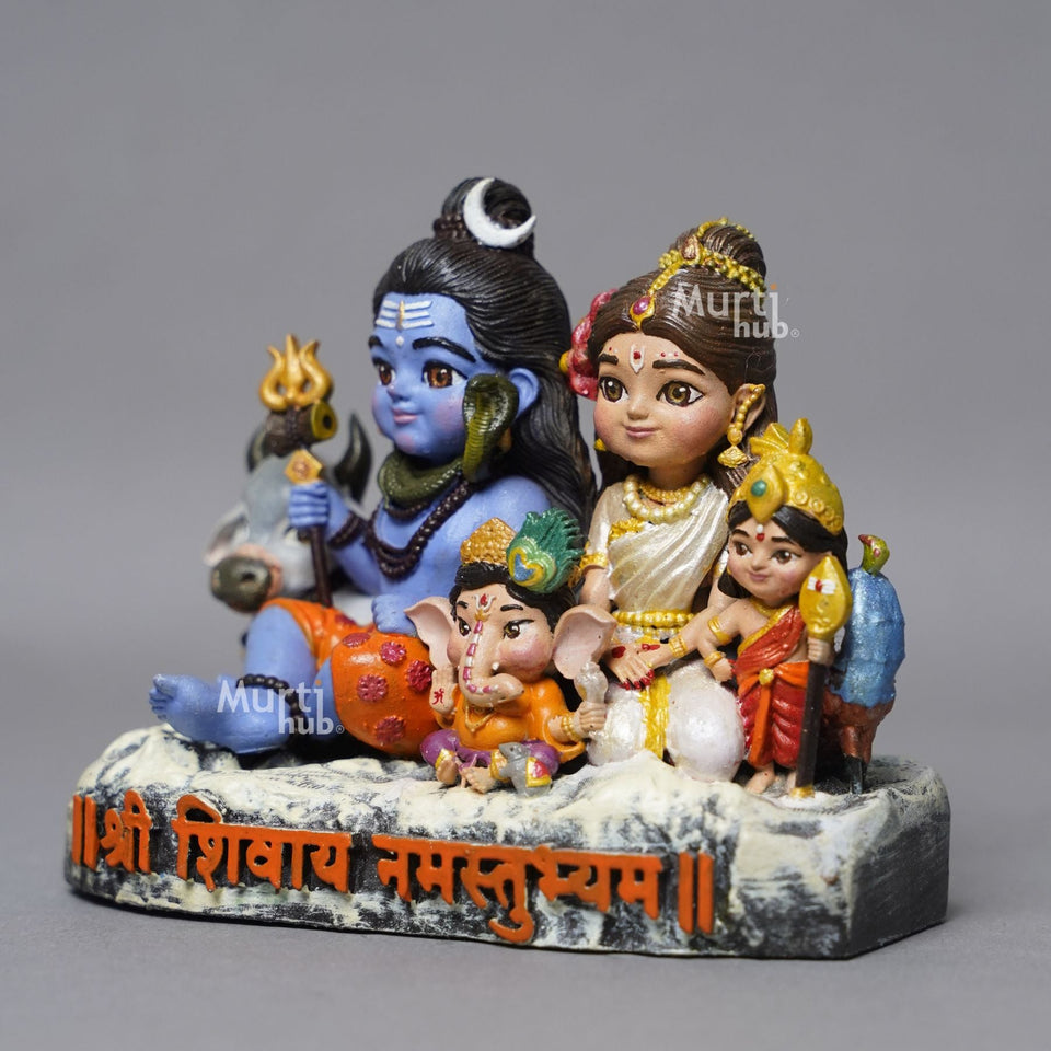 Shiv Parivar — Divine Harmony | Hand-Painted Shiva, Parvati, Ganesha & Kartikeya Idol