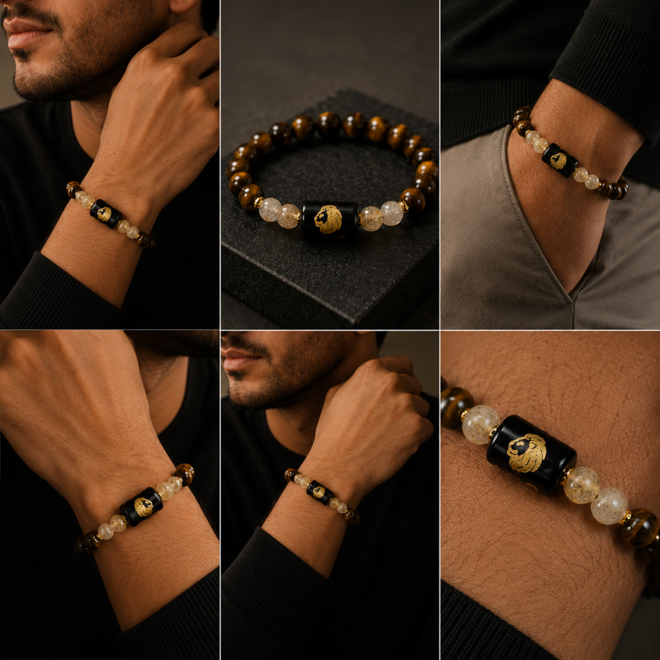 Leo (सिंह राशि) Zodiac Tiger Eye & Citrine Bracelet