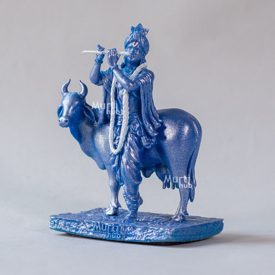 Krishna with Cow Antique gold