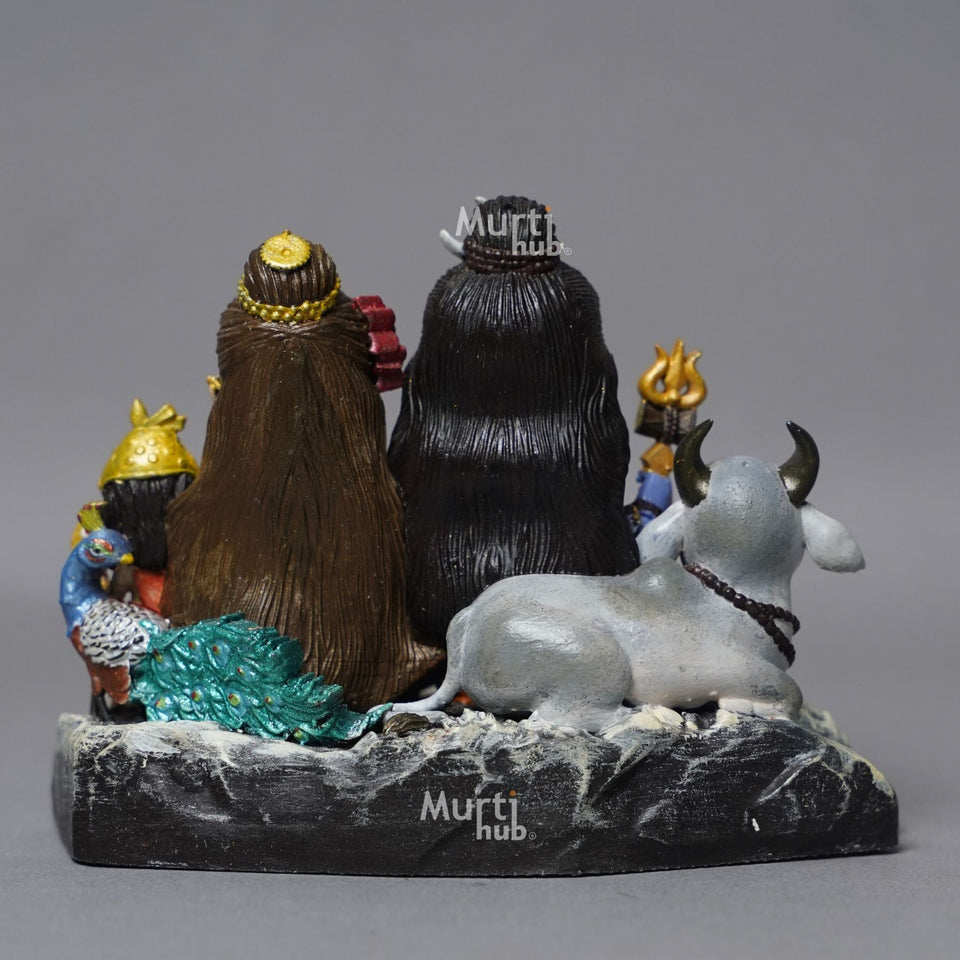 Shiv Parivar — Divine Harmony | Hand-Painted Shiva, Parvati, Ganesha & Kartikeya Idol