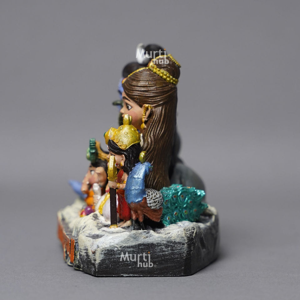 Shiv Parivar — Divine Harmony | Hand-Painted Shiva, Parvati, Ganesha & Kartikeya Idol